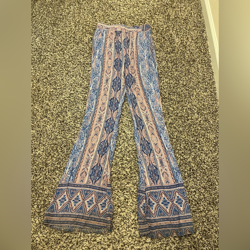 Altar’d State Blue and Pink Paisley Wide-Leg Jumpsuit Pants